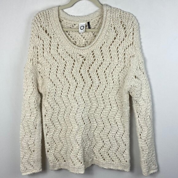 Anthropologie Akemi + Kin Sable Pointelle Sweater Bohemian Knit Size Small Boho - Picture 12 of 13